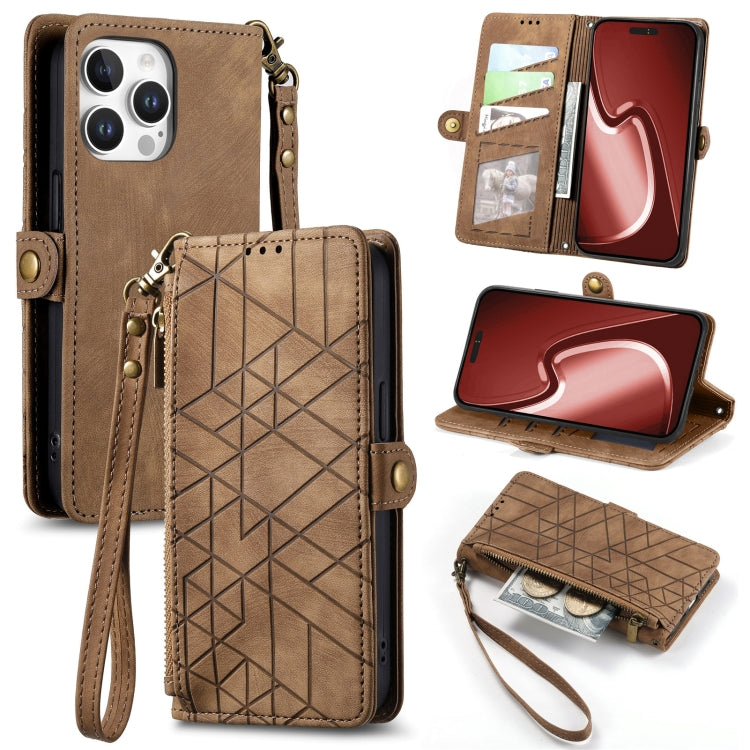 Geometric Zipper Wallet Side Buckle Leather Phone Case, For iPhone 16e, For iPhone 16 Pro Max, For iPhone 16 Pro, For iPhone 16 Plus, For iPhone 16, For iPhone 15 Pro Max, For iPhone 15 Pro, For iPhone 15 Plus, For iPhone 15, For iPhone 14 Plus��������...