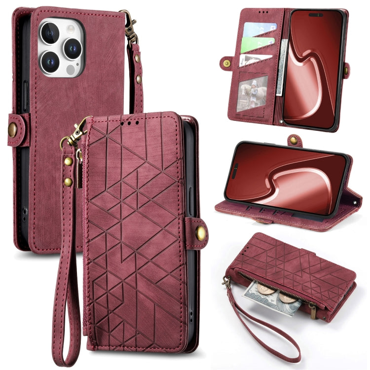 Geometric Zipper Wallet Side Buckle Leather Phone Case, For iPhone 16e, For iPhone 16 Pro Max, For iPhone 16 Pro, For iPhone 16 Plus, For iPhone 16, For iPhone 15 Pro Max, For iPhone 15 Pro, For iPhone 15 Plus, For iPhone 15, For iPhone 14 Plus��������...