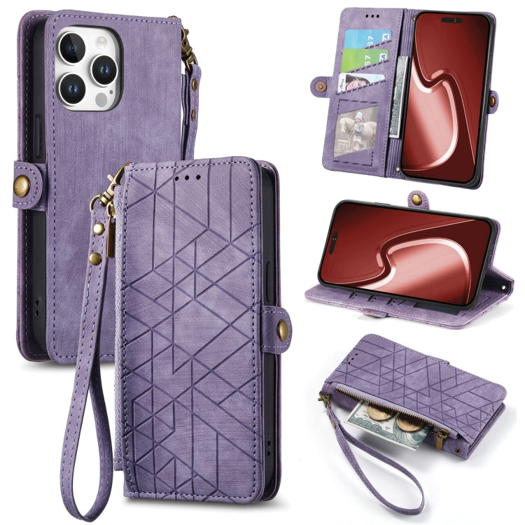 Geometric Zipper Wallet Side Buckle Leather Phone Case, For iPhone 16e, For iPhone 16 Pro Max, For iPhone 16 Pro, For iPhone 16 Plus, For iPhone 16, For iPhone 15 Pro Max, For iPhone 15 Pro, For iPhone 15 Plus, For iPhone 15, For iPhone 14 Plus��������...