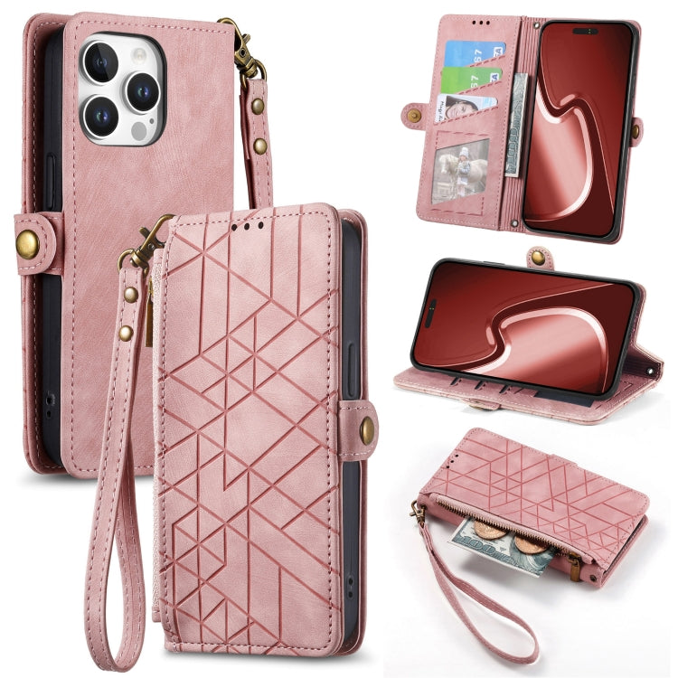 Geometric Zipper Wallet Side Buckle Leather Phone Case, For iPhone 16e, For iPhone 16 Pro Max, For iPhone 16 Pro, For iPhone 16 Plus, For iPhone 16, For iPhone 15 Pro Max, For iPhone 15 Pro, For iPhone 15 Plus, For iPhone 15, For iPhone 14 Plus��������...