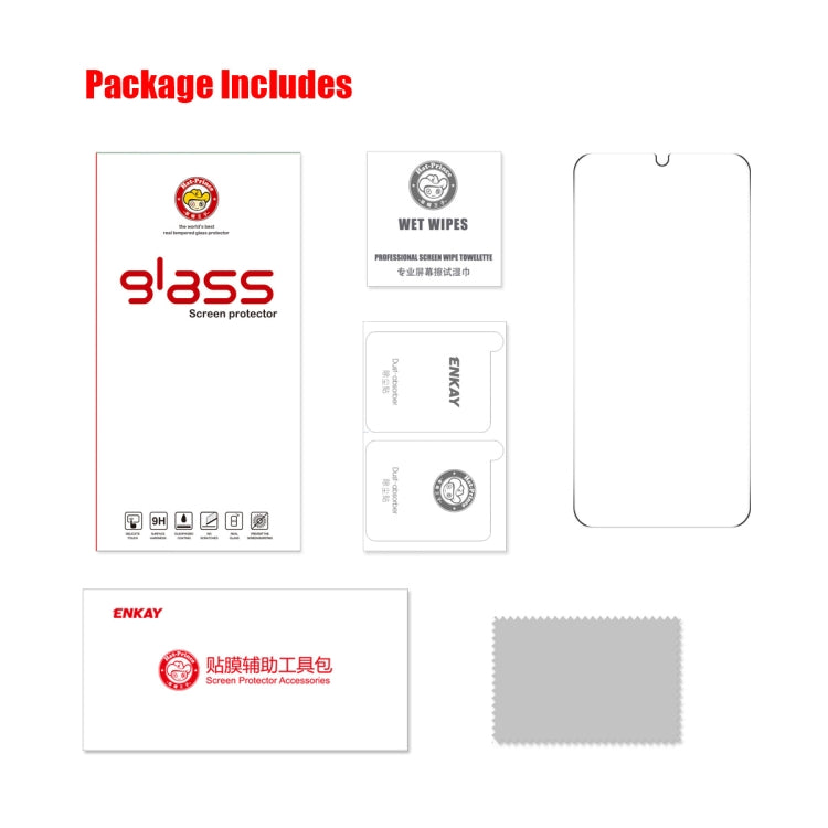 ENKAY 0.26mm 9H 2.5D High Aluminum-silicon Tempered Glass Film, For Samsung Galaxy A25 5G, For Samsung Galaxy A35, For Samsung Galaxy A55, For Samsung Galaxy M04, For Samsung Galaxy S23 FE 5G, For Samsung Galaxy M54 / F54, For Samsung Galaxy A15 4G / 5G