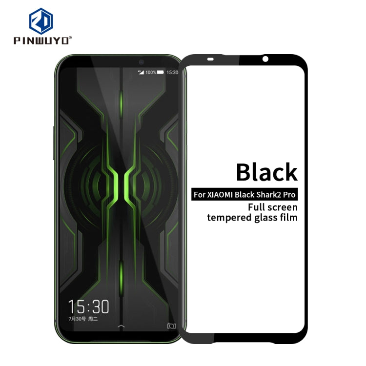 PINWUYO 9H 2.5D Full Screen Tempered Glass Film for  Xiaomi Black shark2 Pro（Black）, For Xiaomi Black Shark 2 Pro