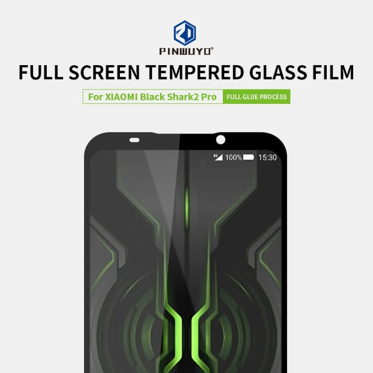 PINWUYO 9H 2.5D Full Screen Tempered Glass Film for  Xiaomi Black shark2 Pro（Black）, For Xiaomi Black Shark 2 Pro