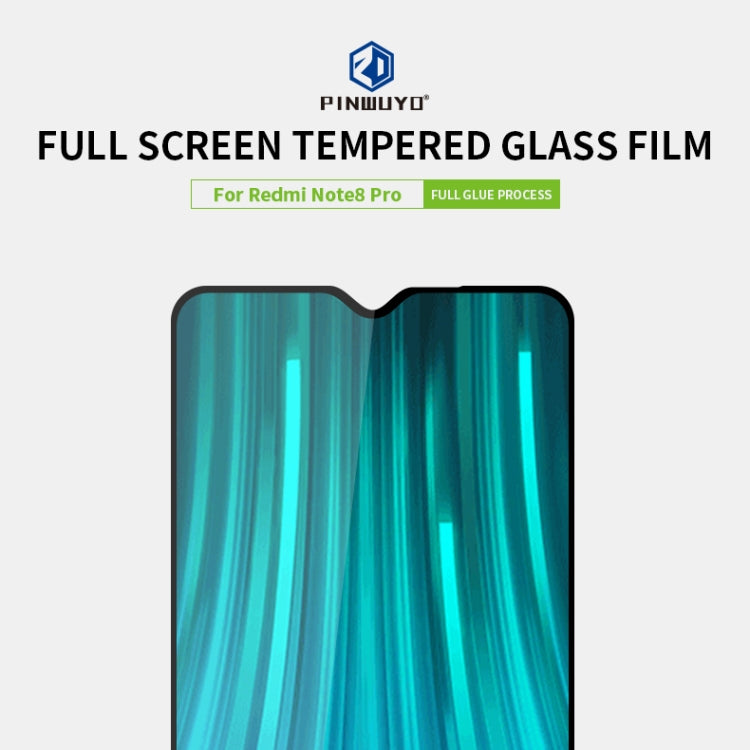 PINWUYO 9H 2.5D Full Screen Tempered Glass Film for, For Xiaomi RedMi Note8 Pro, For Vivo iQoo Pro 5G