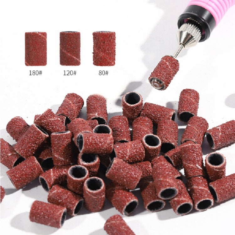 100pcs / Pack Nail Art Electric Grinder Accessories Sandpaper Ring Sand Cloth Ring Grinding Ring, 80#, 120#