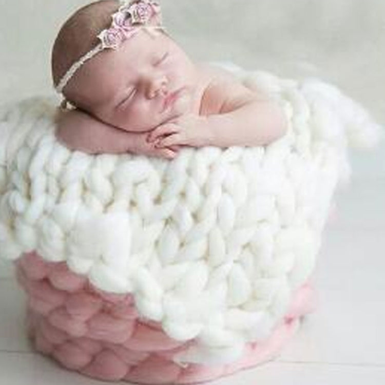 Soft Newborn Photography Prop Chunky Knit Blanket  for 100 Days Milestone, 50x50cm