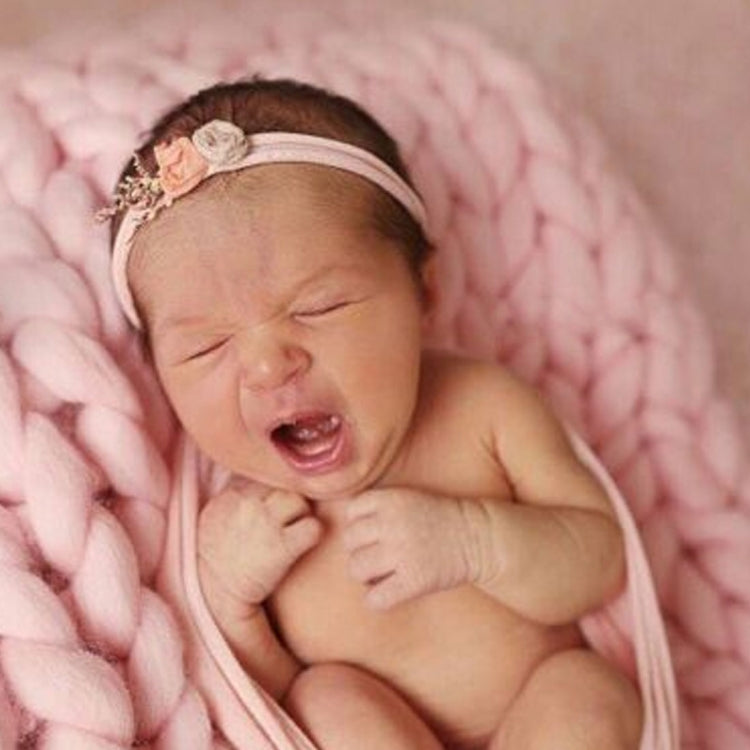 Soft Newborn Photography Prop Chunky Knit Blanket  for 100 Days Milestone, 50x50cm
