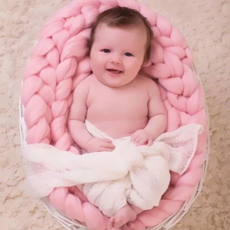 Soft Newborn Photography Prop Chunky Knit Blanket  for 100 Days Milestone, 50x50cm