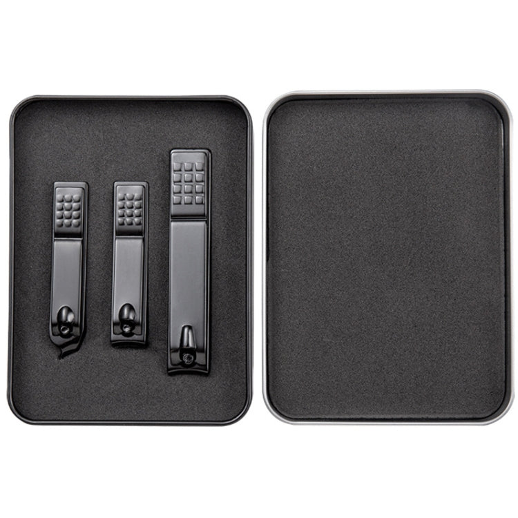 3 in 1 Black Color Titanium Nail Shear Set Exfoliating Manicure Tool, Black (Iron Box)