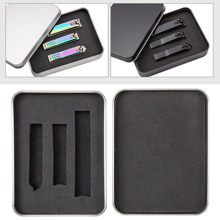 3 in 1 Black Color Titanium Nail Shear Set Exfoliating Manicure Tool, Black (Iron Box)