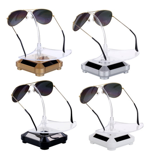 Solar 360 Degree Rotating Turntable Colorful Lights Glasses Display Stand
