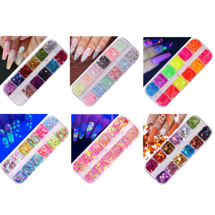 2 PCS Nail Art Butterfly Laser Symphony Sequins, 12, 17, 19, 22, 24