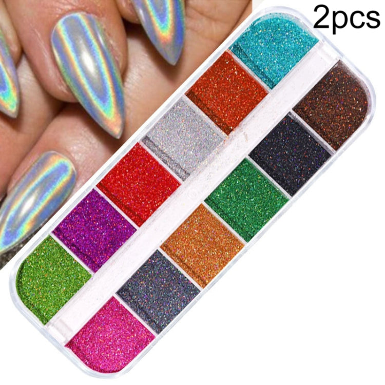 2 PCS Nail Art Butterfly Laser Symphony Sequins, 12, 17, 19, 22, 24