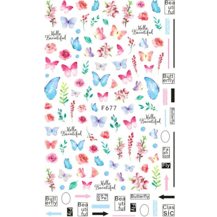 10pcs 3D Adhesive Butterfly Retro Rose Color Nail Art Sticker