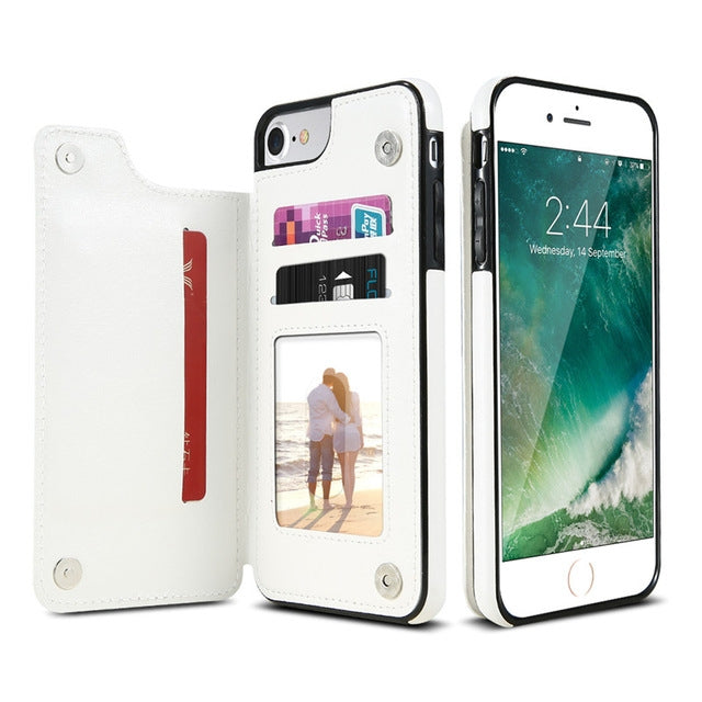 For iPhone XR Retro PU Leather Case Multi Card Holders Phone Case, For iPhone XR
