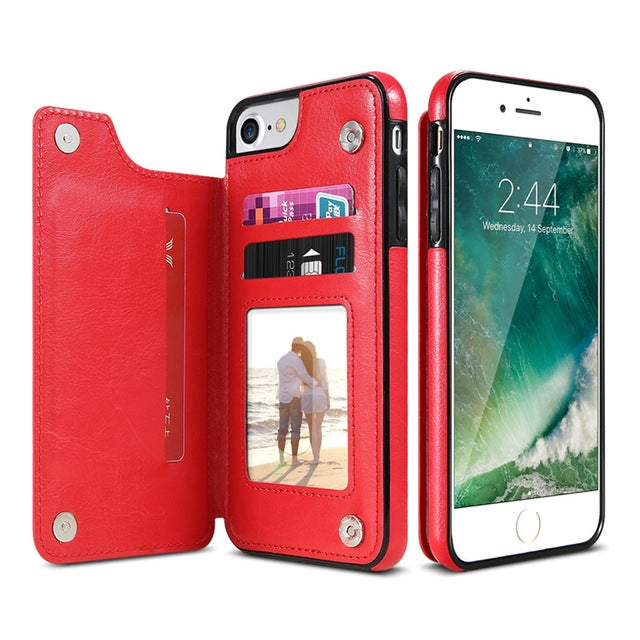 For iPhone XR Retro PU Leather Case Multi Card Holders Phone Case, For iPhone XR