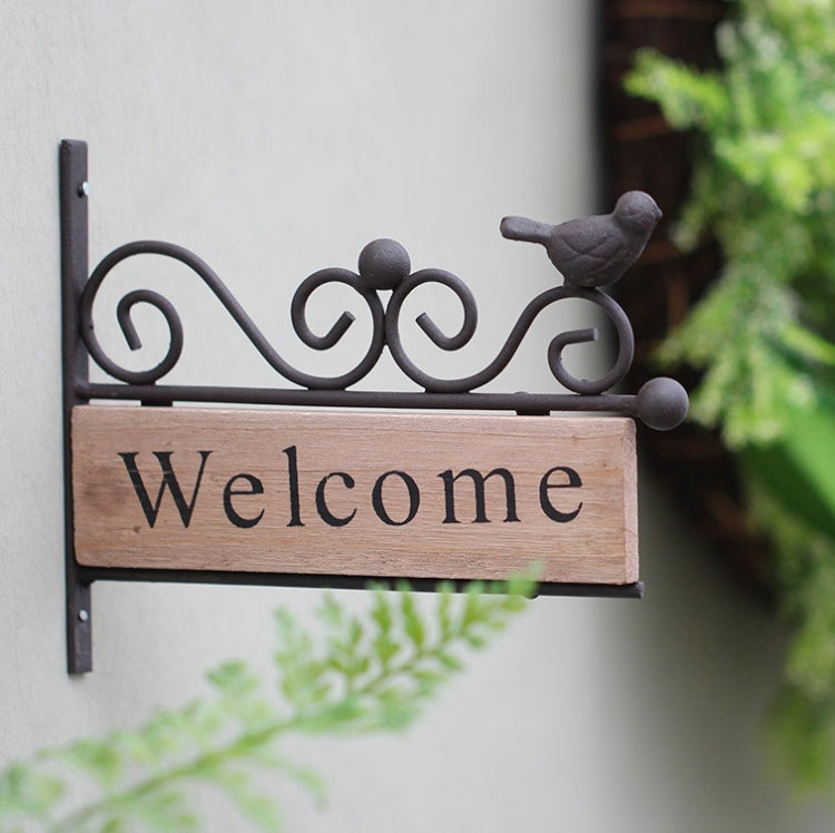 Country Pastoral Iron Birds Welcome Doorplate Wall Decoration Photography Props, A20-AL1899