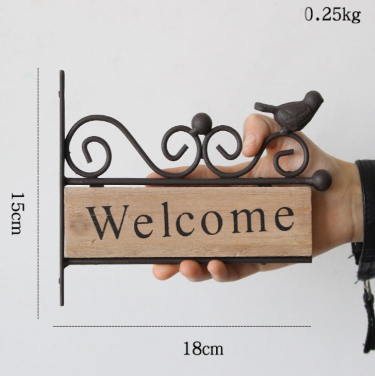 Country Pastoral Iron Birds Welcome Doorplate Wall Decoration Photography Props, A20-AL1899