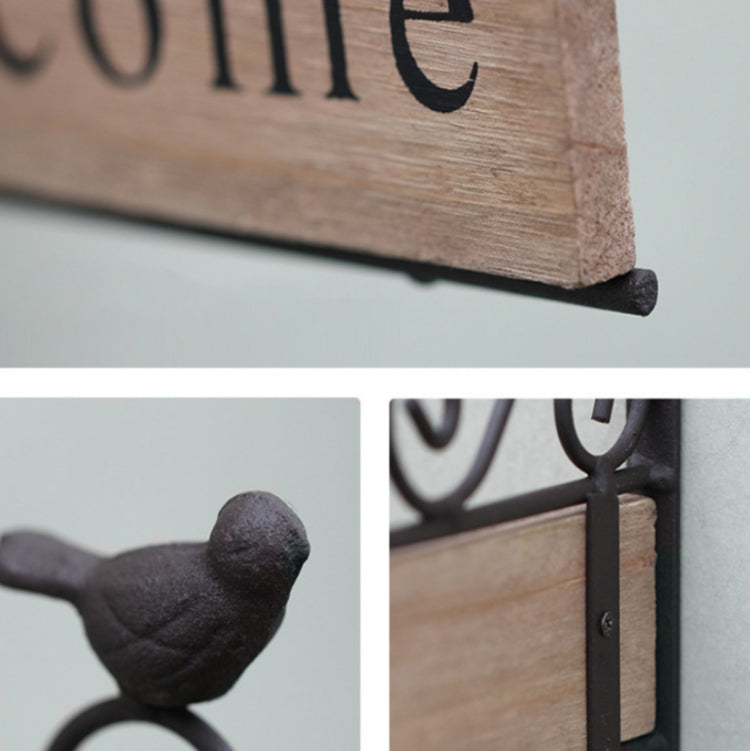Country Pastoral Iron Birds Welcome Doorplate Wall Decoration Photography Props, A20-AL1899