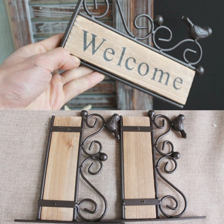 Country Pastoral Iron Birds Welcome Doorplate Wall Decoration Photography Props, A20-AL1899