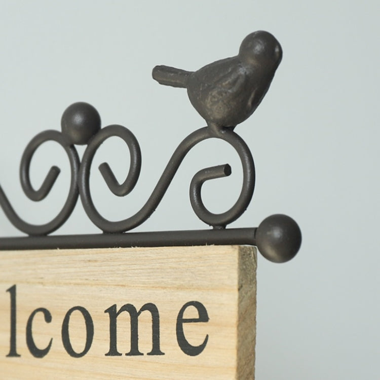 Country Pastoral Iron Birds Welcome Doorplate Wall Decoration Photography Props, A20-AL1899