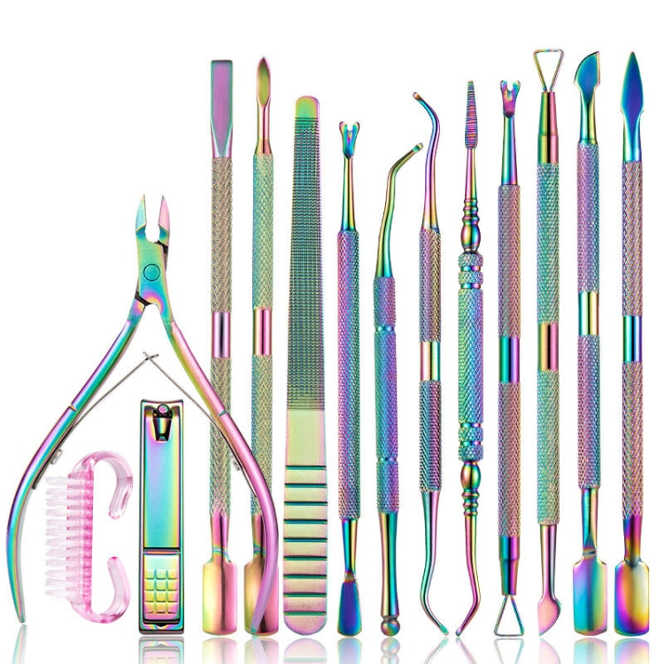 2 In 1 FABIYAN Color Titanium Nail Art Tool Set Dead Skin Shears Steel Push Nail File Pliers, 13 In 1, 14 In 1, 4 In 1, 2 In 1