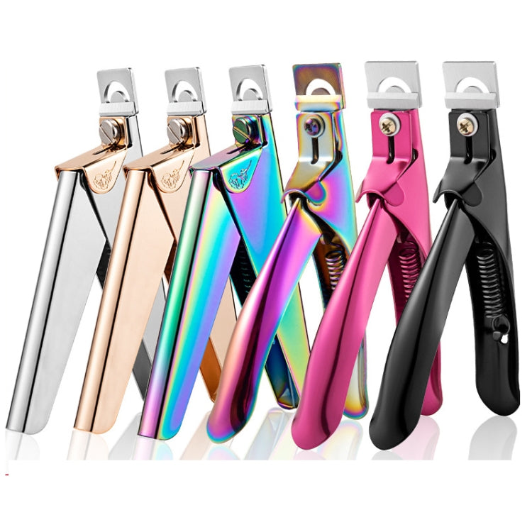 Nail Word Cut French U-Shaped Cut Fake Nail Cut Stainless Steel Nail Knife, Color Classification: Silver, Colorful Titanium 1, Golden, Silver, Electrophoretic Black, Electrophoretic Rose Red, Colorful Titanium 2