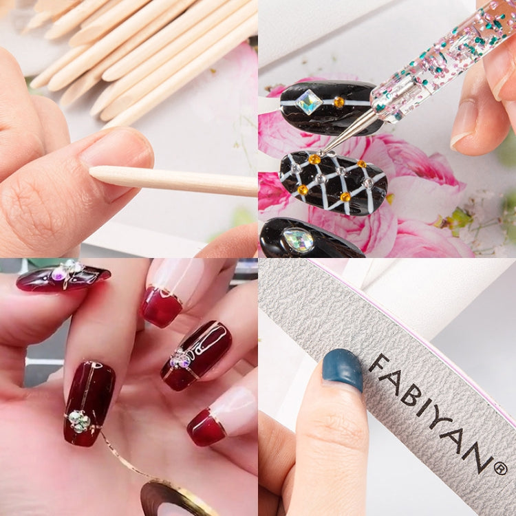 FABIYAN Nail Brush Nail Piece Set Nail Art Polishing Supplies Set, Natural Semi-sticked Small Set, Transparent Semi-sticked Small Set, Natural Full-sticked Small Set, Transparent Full-sticked Small Set, Natural Small Set, Transparent Small Set���������...