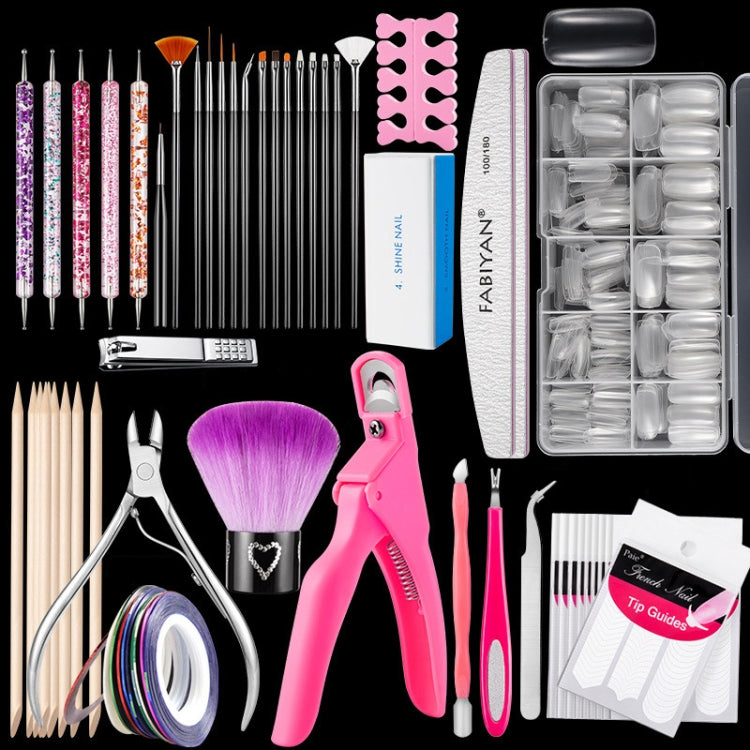 FABIYAN Nail Brush Nail Piece Set Nail Art Polishing Supplies Set, Natural Semi-sticked Small Set, Transparent Semi-sticked Small Set, Natural Full-sticked Small Set, Transparent Full-sticked Small Set, Natural Small Set, Transparent Small Set���������...
