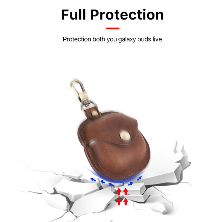 CONTACTS FAMILY CF1119 Pro For Galaxy Buds Pro Crazy Horse Texture Clamshell Earphone Protective Leather Case with Hook, For Galaxy Buds Pro