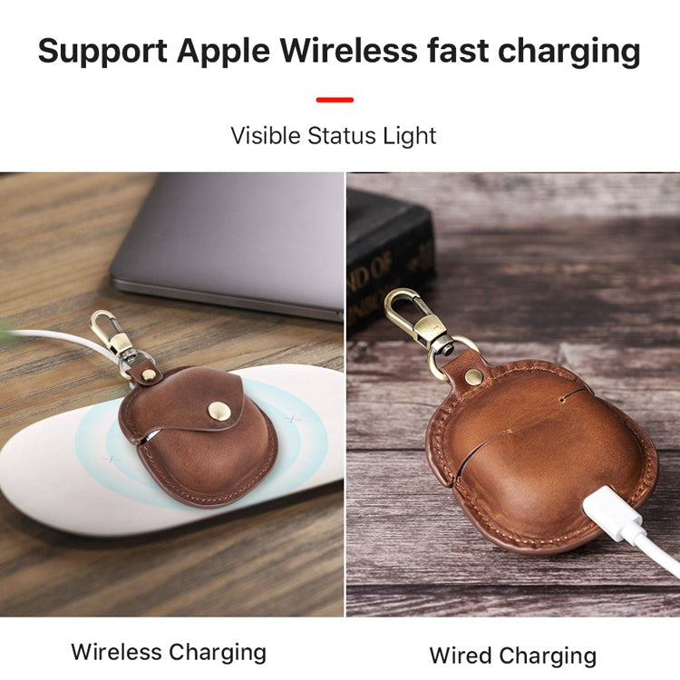 CONTACTS FAMILY CF1119 Pro For Galaxy Buds Pro Crazy Horse Texture Clamshell Earphone Protective Leather Case with Hook, For Galaxy Buds Pro