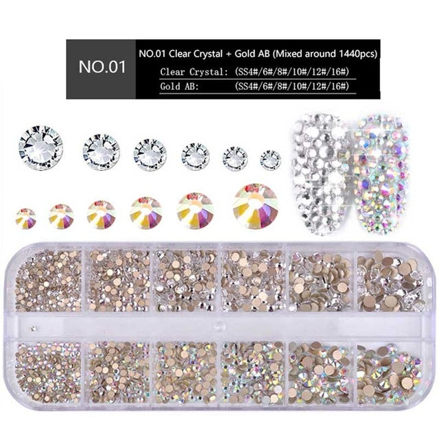 Nail Flat-back AB Crystal Strass 3D Charm Gems DIY Manicure Nail Art Decorations