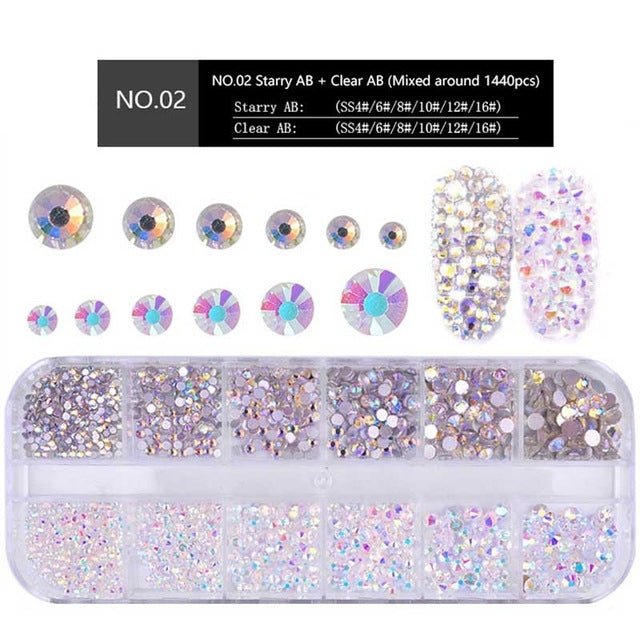 Nail Flat-back AB Crystal Strass 3D Charm Gems DIY Manicure Nail Art Decorations