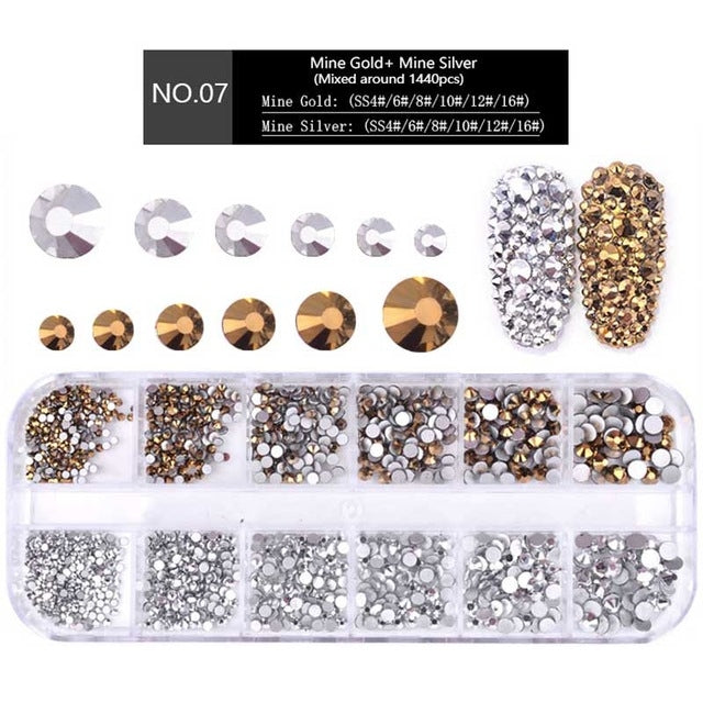 Nail Flat-back AB Crystal Strass 3D Charm Gems DIY Manicure Nail Art Decorations