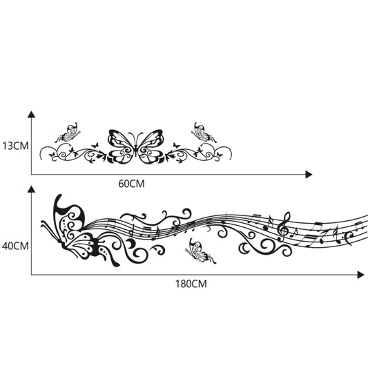 D-347 Butterfly Note Car Sticker Sheet Music Waist Line Body Sticker