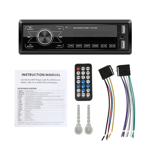 A2818 Car Bluetooth Speakerphone Car MP3 Player Function Touch Double U Disk Colorful Lights Radio, Specification: