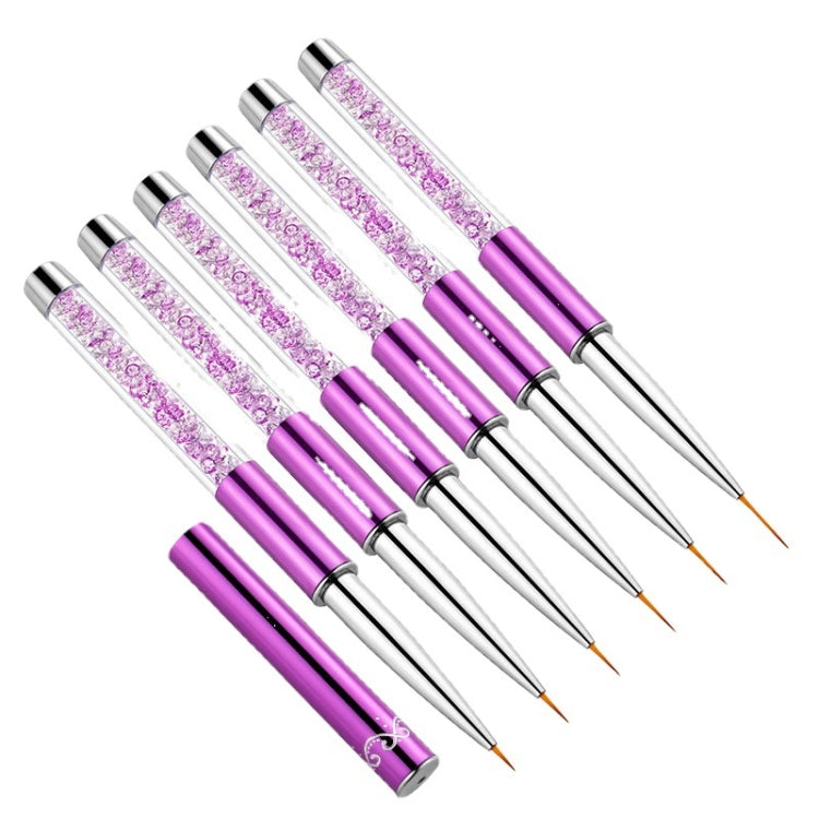 Nail Art Drawing Pen Purple Drill Rod Color Painting Flower Stripe Nail Brush With Pen Cover, Specification: 5mm, 20mm, 15mm, 11mm, 9mm, 7mm, 5mm