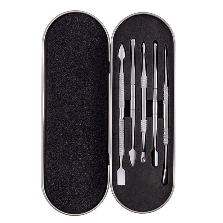 Nail Art Tool Set Smoke Cream Spoon Stainless Steel Steel Push Smoke Oil Spoon, 5 In 1 Silver, 6 In 1 Silver, 5 In 1 Color Titanium, 6 In 1 Color Titanium