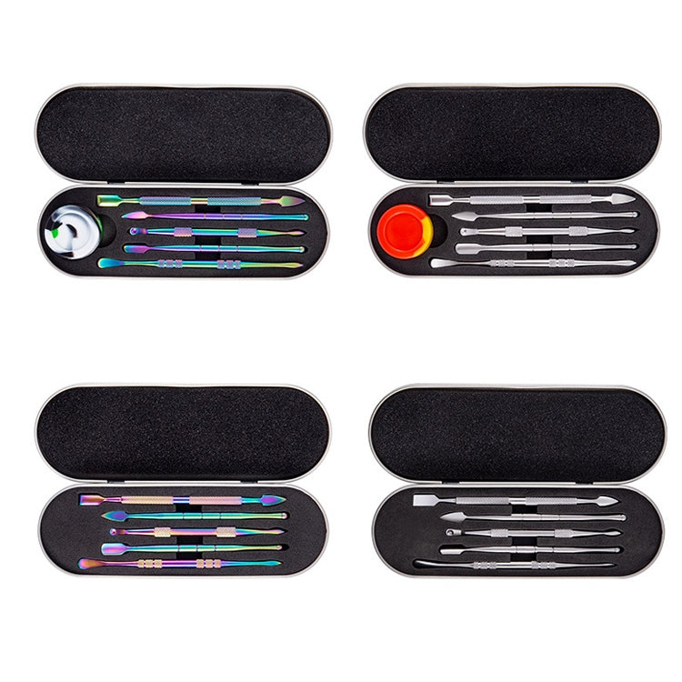 Nail Art Tool Set Smoke Cream Spoon Stainless Steel Steel Push Smoke Oil Spoon, 5 In 1 Silver, 6 In 1 Silver, 5 In 1 Color Titanium, 6 In 1 Color Titanium