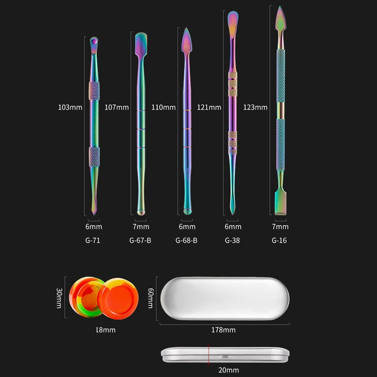 Nail Art Tool Set Smoke Cream Spoon Stainless Steel Steel Push Smoke Oil Spoon, 5 In 1 Silver, 6 In 1 Silver, 5 In 1 Color Titanium, 6 In 1 Color Titanium