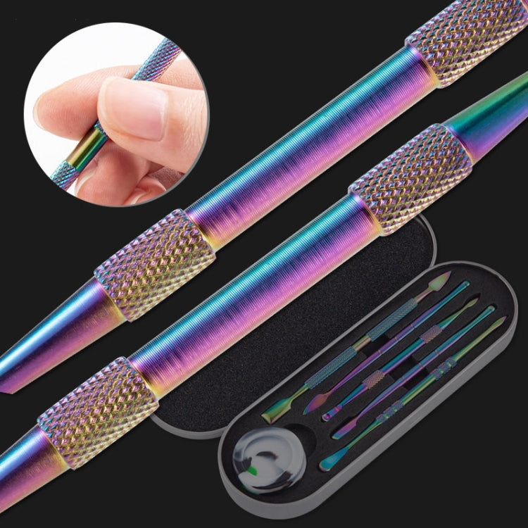 Nail Art Tool Set Smoke Cream Spoon Stainless Steel Steel Push Smoke Oil Spoon, 5 In 1 Silver, 6 In 1 Silver, 5 In 1 Color Titanium, 6 In 1 Color Titanium