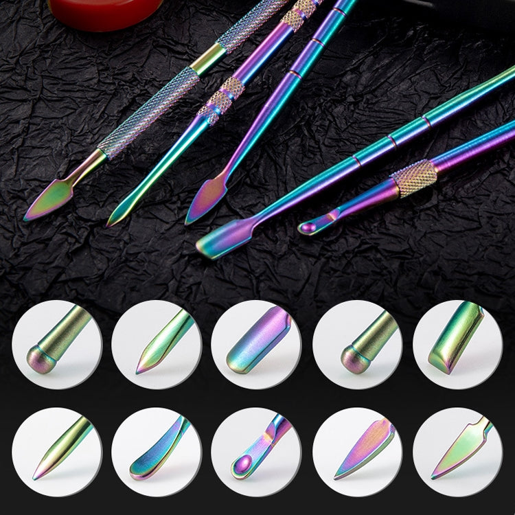Nail Art Tool Set Smoke Cream Spoon Stainless Steel Steel Push Smoke Oil Spoon, 5 In 1 Silver, 6 In 1 Silver, 5 In 1 Color Titanium, 6 In 1 Color Titanium