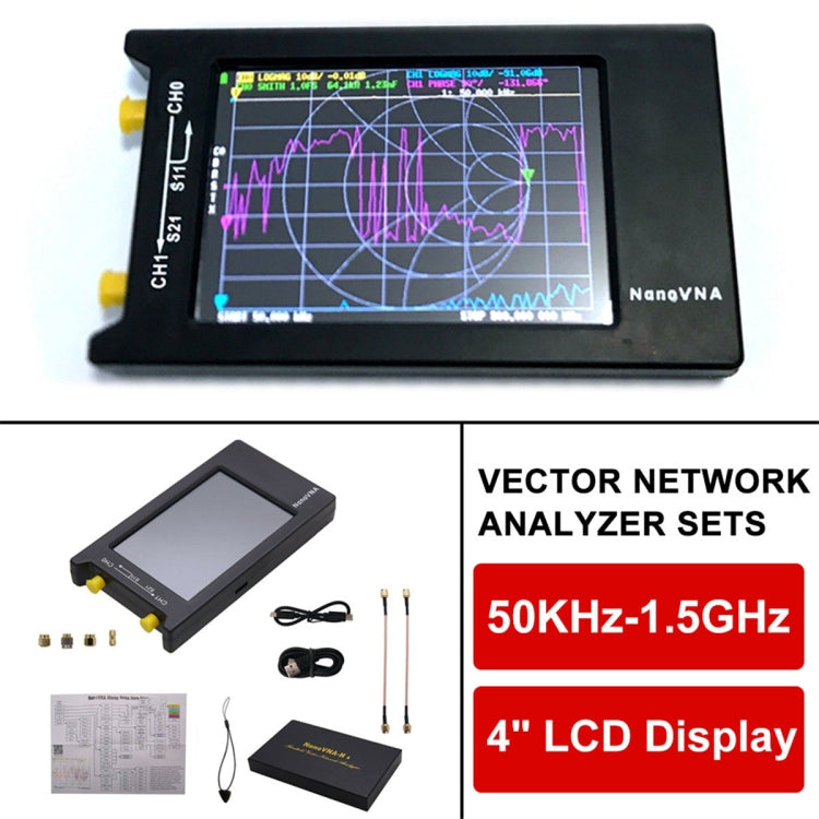 NANOVNA-H Upgraded Version 2.8 Inch TFT 50Khz-1.5Ghz Vector Network Antenna Analyzer MF HF VHF UHF With SD Card Slot Without Card, 4 Inch