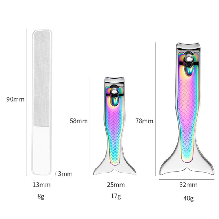 Small Color Titanium Nail Clipper Gradient Mermaid Handle Nail Clipper Nail Art Tool, 3 PCS Small, 3 PCS Large