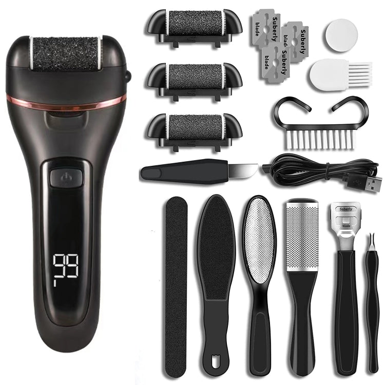 Electric Foot Grinder Digital Display Rechargeable Pedicure Peeling, White, Black, Royal Blue, 10-piece Set White, 10-piece Set Black, 10-piece Set Royal Blue