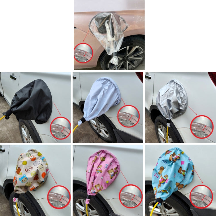 New Energy Vehicle Charging Port Waterproof Protective Cover, Color:, Transparent, Black, Gray White, Silver, Bear Khaki, Bear Pink, Bear Blue