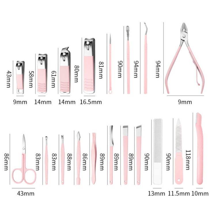 Stainless Steel Nail Clipper Set Beauty Eyebrow Trimmer, Color:, 26 PCS/Set Silver, 6 PCS/Set (Pink)