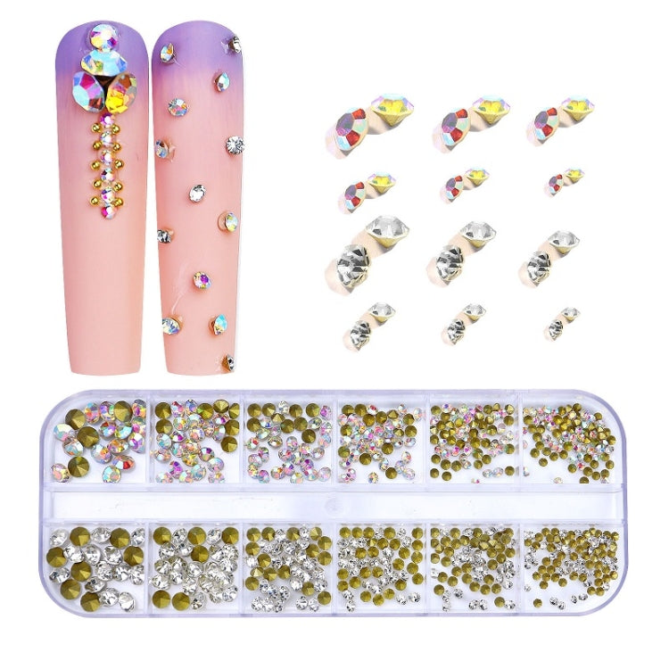 12 Grid Flat Bottom Shaped Nail Rhinestones Nail Decoration, 01, 02, 03, 04, 05, 06, 07, 08, 10, 11, 12, 13, 14, 15, 16, 18, 19, 20, 21, 22, 23, 24, 25, 26, 28