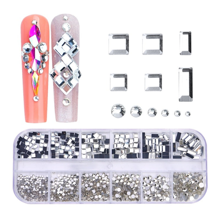 12 Grid Flat Bottom Shaped Nail Rhinestones Nail Decoration, 01, 02, 03, 04, 05, 06, 07, 08, 10, 11, 12, 13, 14, 15, 16, 18, 19, 20, 21, 22, 23, 24, 25, 26, 28