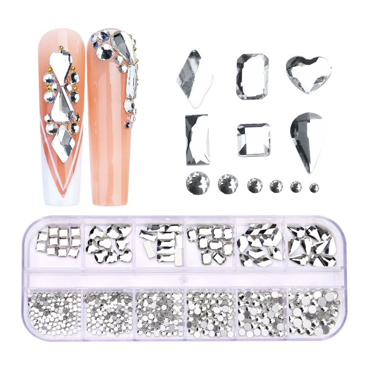 12 Grid Flat Bottom Shaped Nail Rhinestones Nail Decoration, 01, 02, 03, 04, 05, 06, 07, 08, 10, 11, 12, 13, 14, 15, 16, 18, 19, 20, 21, 22, 23, 24, 25, 26, 28